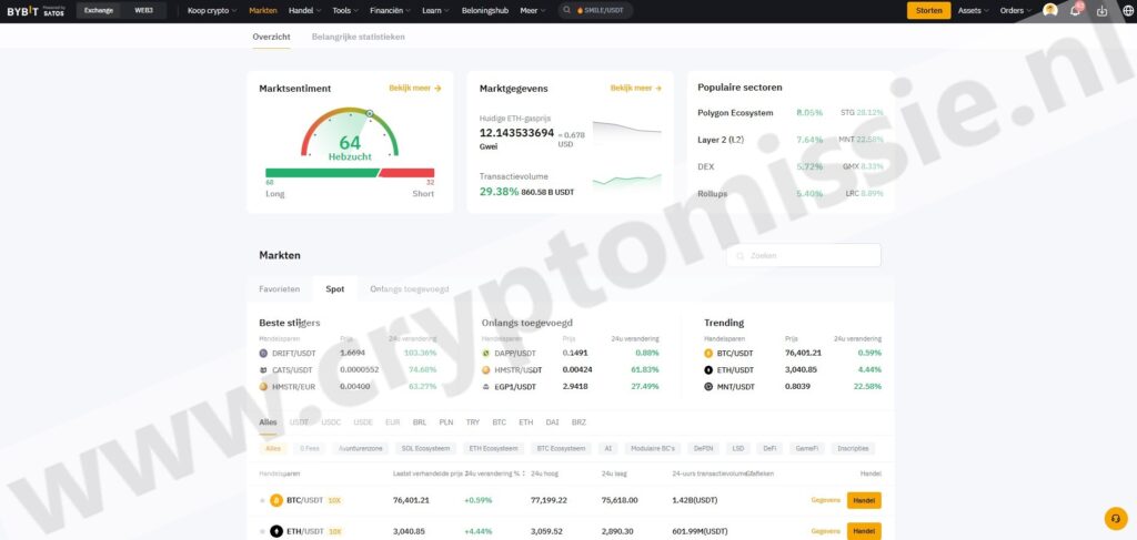 Op deze foto zie je Bybit als voorbeeld van crypto termen