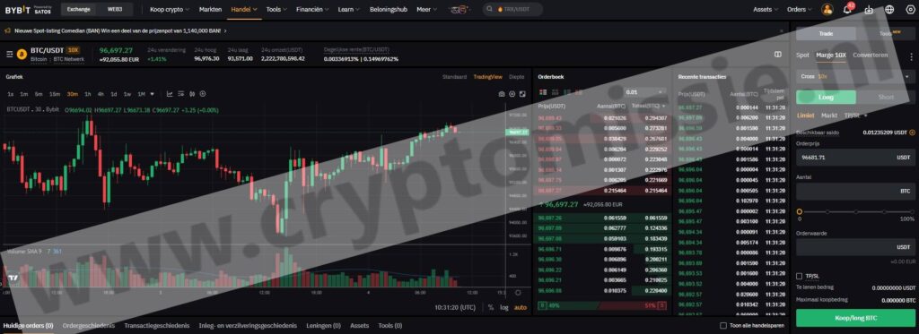 Op deze foto zie je spot trading bij bybit