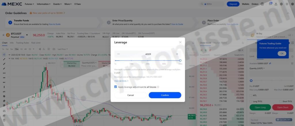 Op deze foto zie je Mexc voor crypto leverage